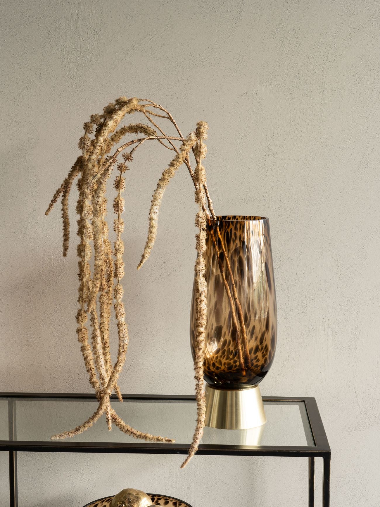 Savanna Glass Vase with Brass Base Medium
